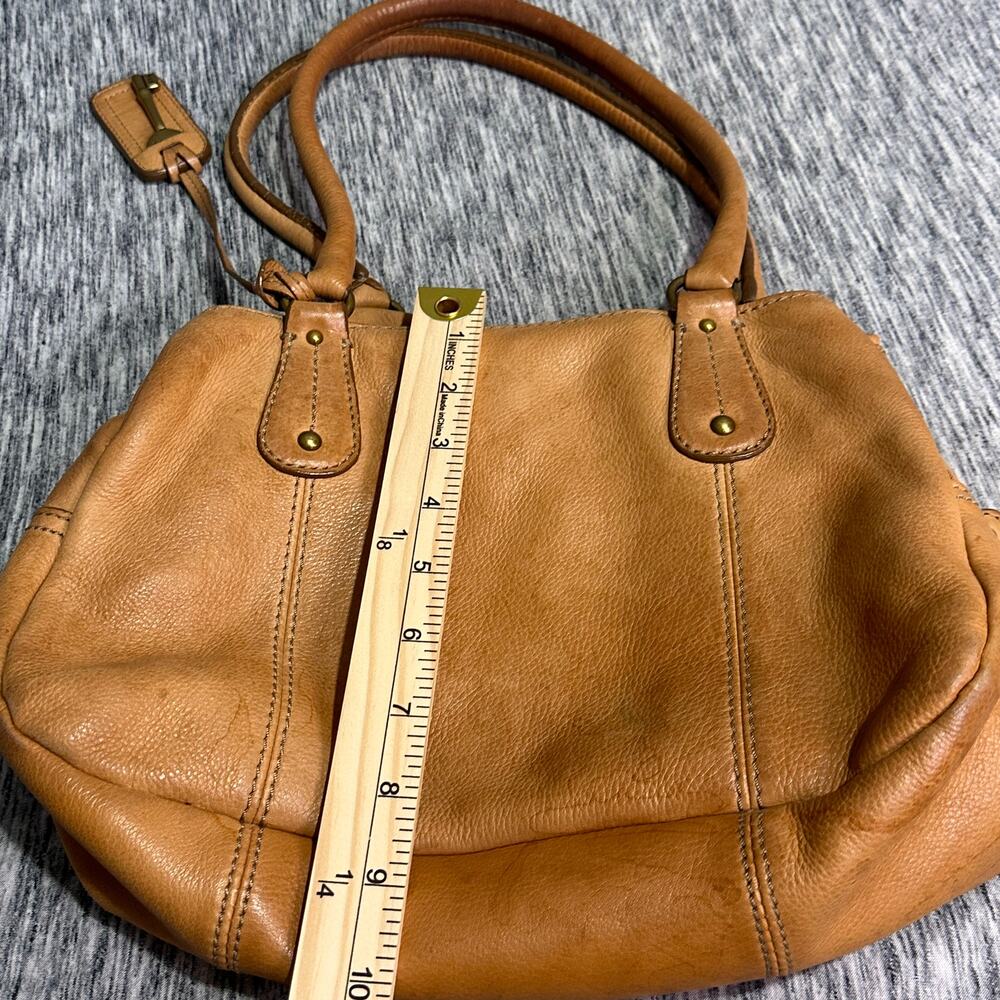Fossil Camel Brown Leather Satchel Shoulder Bag Vintage Boho Everyday Purse - Picture 13 of 14